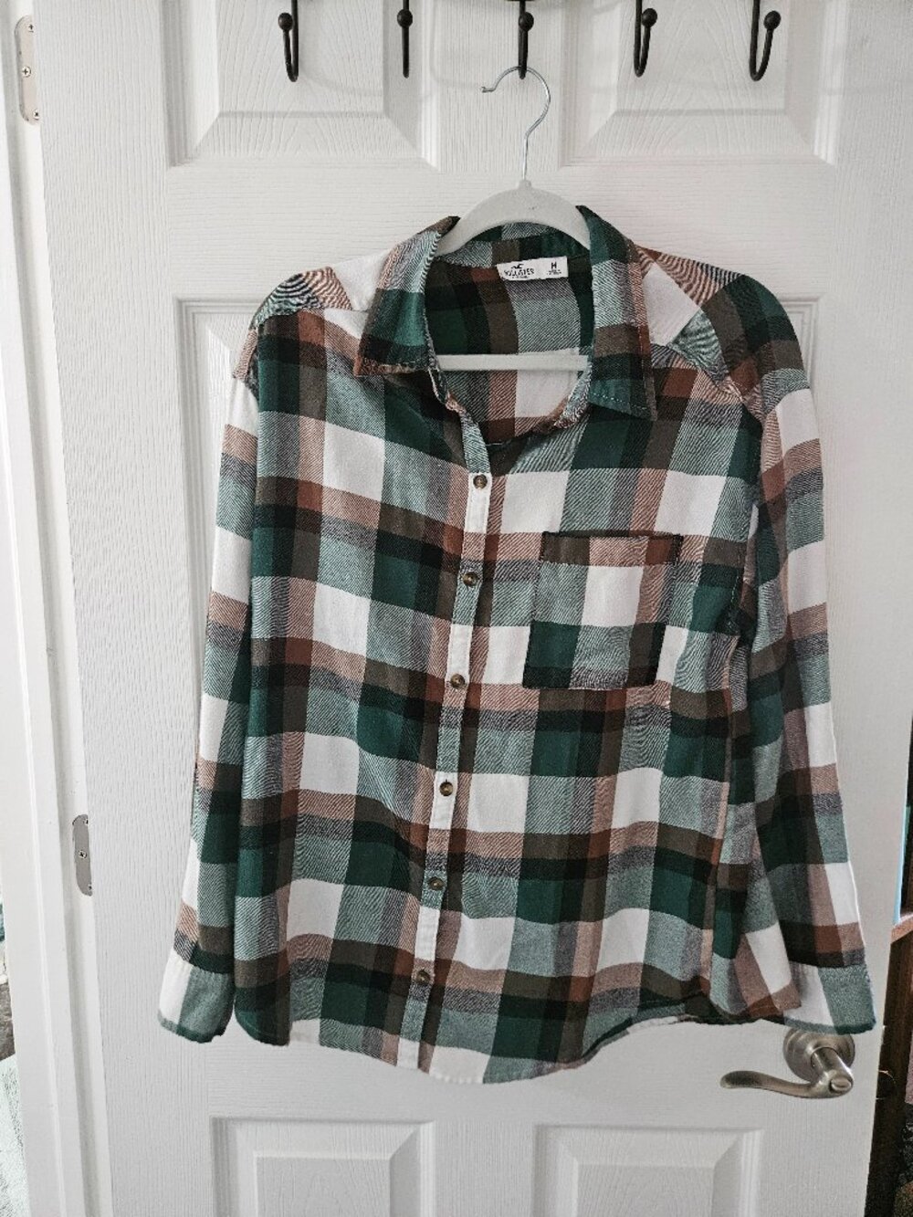 Hollister Mens Plaid Flannel Button Up Long Sleeve Shirt  Medium